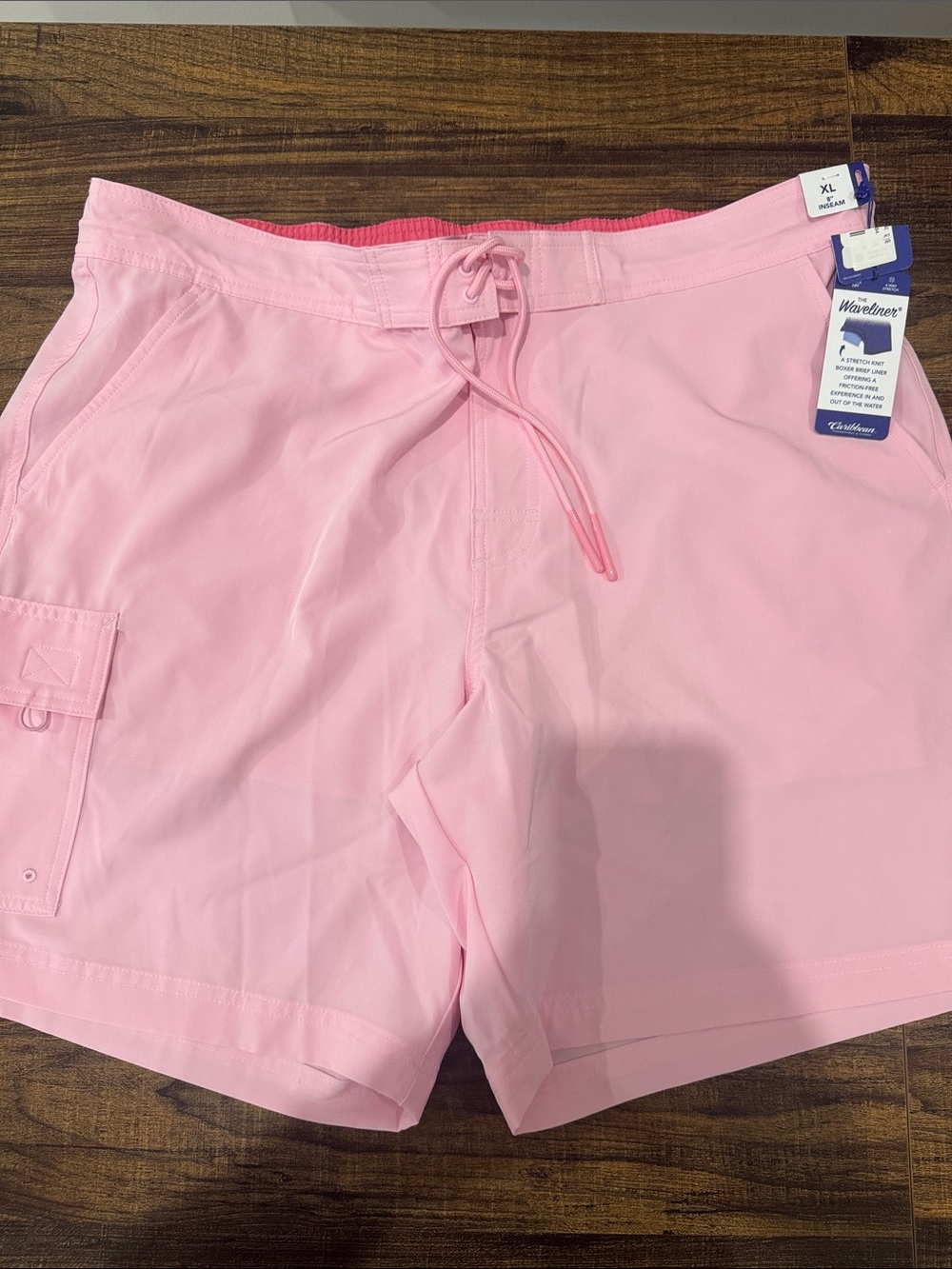 Caribbean Men’s Light Pink Swim Trunks with Drawstring